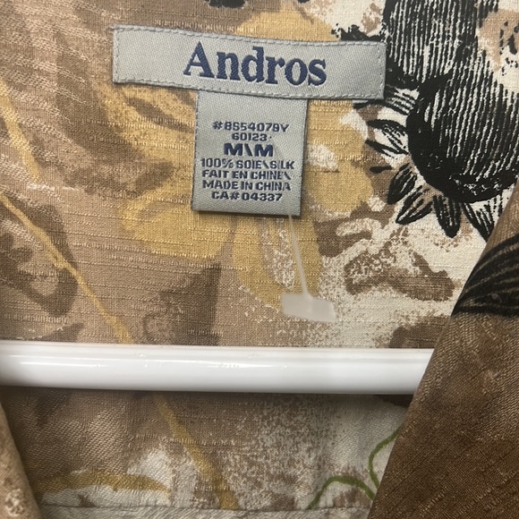 Andros Men Vintage Hawaiian 100% Silk Button Down Shirt Size Medium - Picture 3 of 11